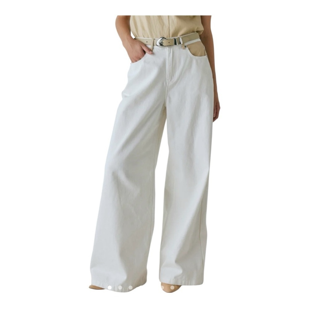 Vrg grl Women's White Wide-Leg Jeans